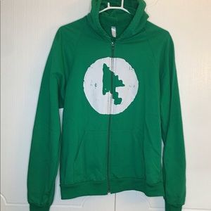 American Apparel green hoodie collab Size XL